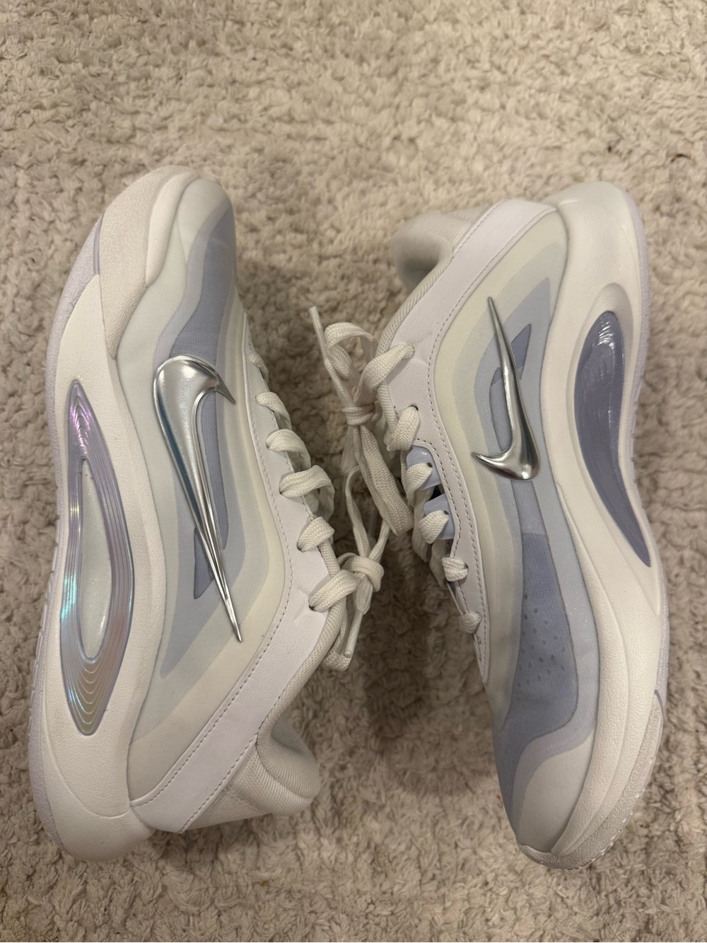 Nike Women's White & Lavender Iridescent Swoosh Sneakers